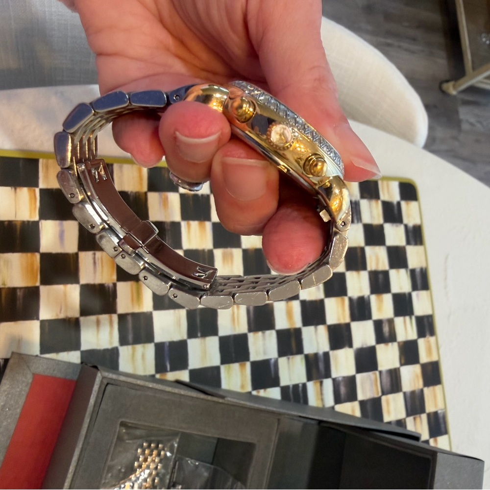Michele CSX Diamond 18K Gold/ Silver Bracelet Watch - Picture 7 of 12